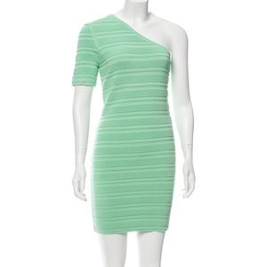 New TORN BY RONNY KOBO Ribbed Bandage Bodycon One Shoulder Mint Mini Dress - XS